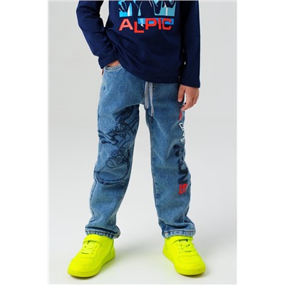 Брюки текстильные джинсовые утепленные флисом для мальчиков PLAYTODAY, 1226897