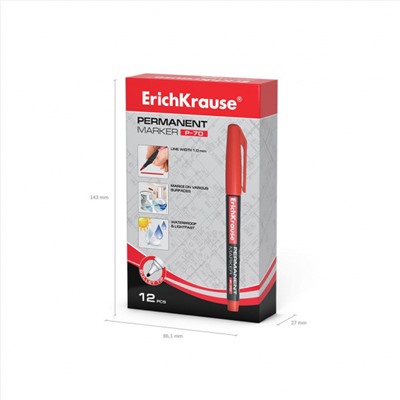Маркер перманентный 1.0мм 37075 P-70 красный ErichKrause