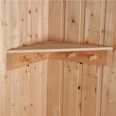 Полка угловая для бани и сауны, деревянная, 4 крючка, «Добропаровъ»