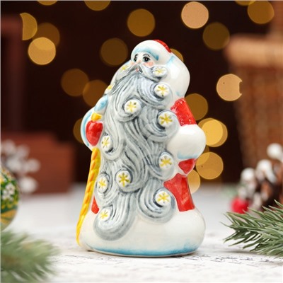 УЦЕНКА Сувенир «Дед Мороз Снеговей», красная шуба, 10 см, фарфор