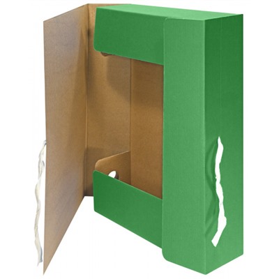 Короб архивный микрогофрокартон с завязками 75мм RB91-75G разборный зеленый inФОРМАТ