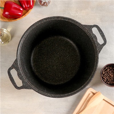 Кастрюля KUKMARA Granit ultra, 8 л, d=30 см, h=25 см, антипригарное покрытие, литой алюминий, коричневая