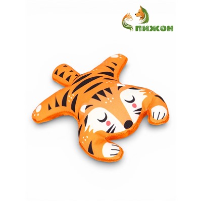 Мягкая игрушка для собак «Тигр», 25 см, с пищалкой, оранжевая
