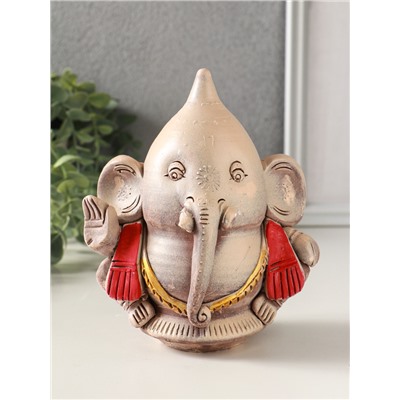 Фигурка гипс «Ганеш», 14×13×9 см, эффект состаривания, слоновая кость
