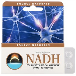 Source Naturals, NADH, 20 мг, 30 сублингвальных таблеток