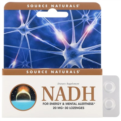 Source Naturals, NADH, 20 мг, 30 сублингвальных таблеток