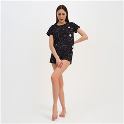 Пижама женская (футболка и шорты) KAFTAN Space, размер 40-42, чёрная