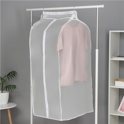 Чехол для одежды Доляна, плотный, объёмный, 60×110×50 см, белый