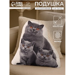Подушка «Этель» Cat family, 40×33 см, велюр