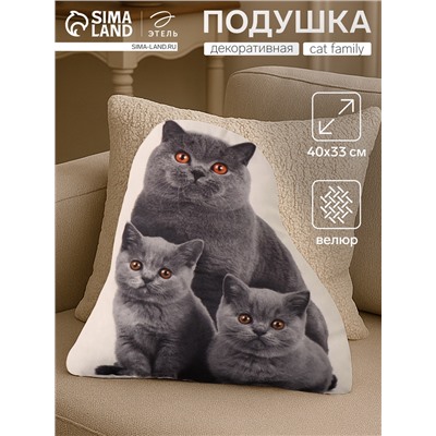 Подушка «Этель» Cat family, 40×33 см, велюр