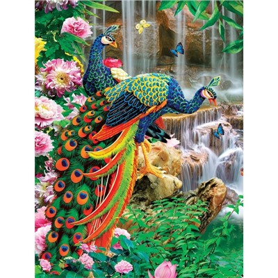 Алмазная мозаика с частичным заполнением на подрамнике «Павлины», 30×40 см