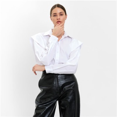 Брюки женские из экокожи прямые MINAKU: Eco leather, чёрные, размер 46