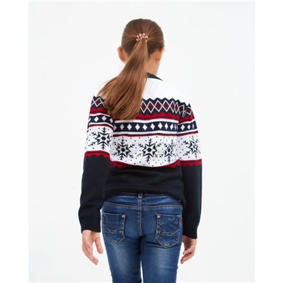 Свитер вязаный новогодний детский KAFTAN Snow, размер 30 (98-104 см), чёрный