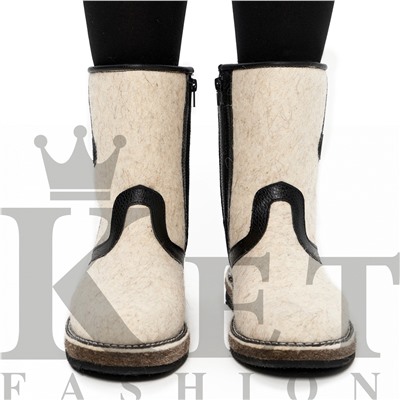 Сапожки женские Сура, белые, с замком, войлочная подошва