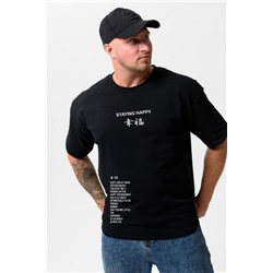 8570 футболка оверсайз мужская (Черный _счастливый)