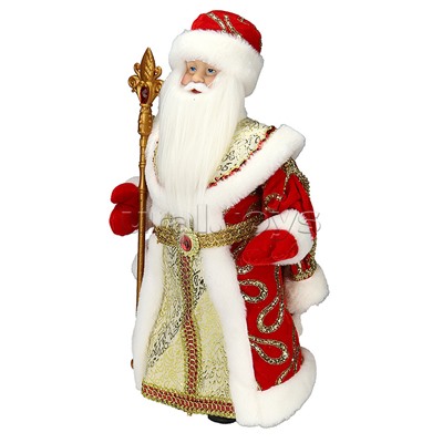 Сувенир Дед Мороз в красной шубе с пайетками и белым мехом,  40см.