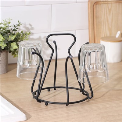 Подставка для стаканов Доляна, 20×20×18 см, чёрная