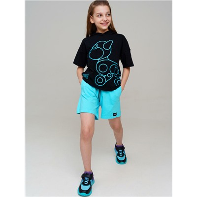 Комплект трикотажный для девочек: фуфайка (футболка), шорты