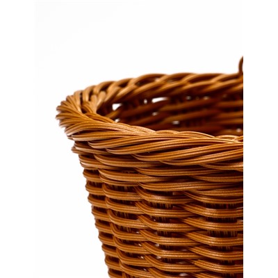 Корзина плетёная для хранения, 25×19×15 см, ручка h=17 см, пластиковая, коричневая