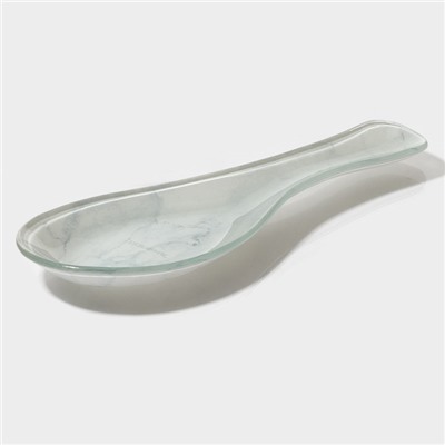 Подставка под ложку Доляна «Марбл белый», 23.5×8.3×1.5 см, стеклоㅤ