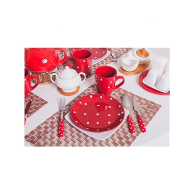 Кружка Доляна «Красный горох», 360 мл, керамика, красная