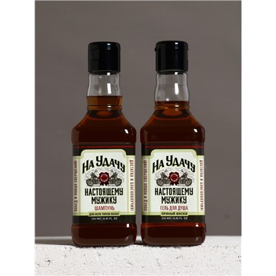 Подарочный набор «На удачу»: гель для душа и шампунь для волос виски, 2×250 мл, Чистое счастье