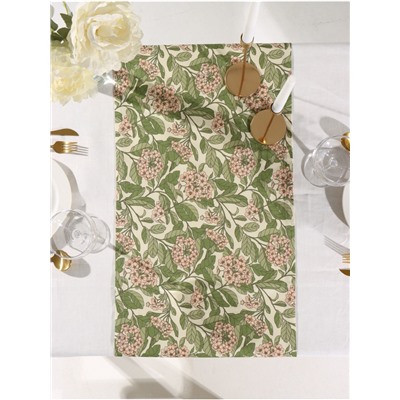 Дорожка на стол Этель Spring garden 40×149 см, 100% хлопок, саржа 190 г/м², зелёная/розовая