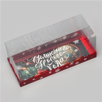 Коробка с прозрачной крышкой под рулет «Волшебного Нового года», 30×12×12