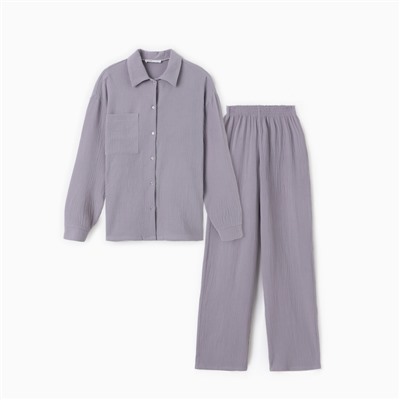 Пижама женская (рубашка, брюки) KAFTAN Basic, размер 48-50, серая