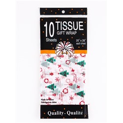 Бумага новогодняя упаковочная тишью «С рождеством!», белая, 50×66 см