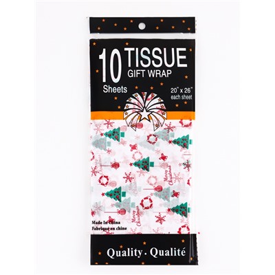 Бумага новогодняя упаковочная тишью «С рождеством!», белая, 50×66 см