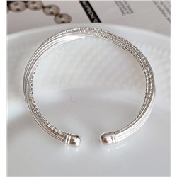 Браслет женский на руку, жесткий металический, покрытие посеребрение, №016035, арт. 001.335