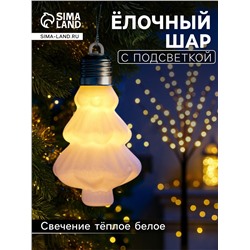 Елочный шар «Бархатная елочка» 12×8 см, 1 LED, от батареек LR44×3, свечение тёплое белое
