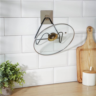 Держатель для крышек и разделочных досок Доляна, 16×8×14.6 см, на липучке, цвет чёрный