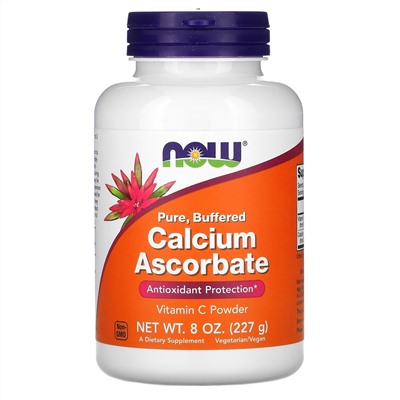 Now Foods, чистый, буферизованный аскорбат кальция, порошок витамина С, 227 г (8 унций)
