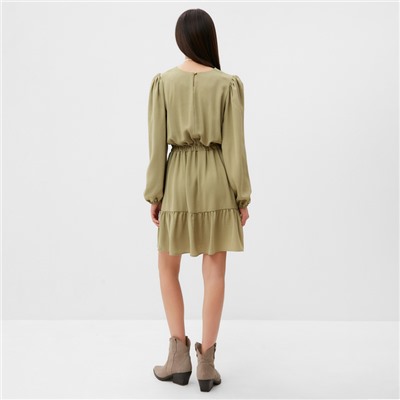 Платье мини женское со сборкой MIST, размер 48, оливковое