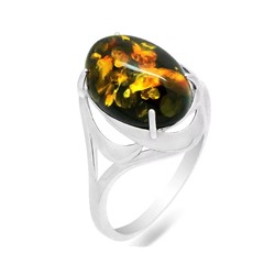 Кольцо из серебра янтарь, КП87з