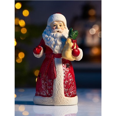 Светодиодная фигура «Дед Мороз», 13.2×7.1×6 см, 1 LED, керамика, от батарейки CR2032×1, тёплый белый свет