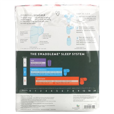 Summer Infant, SwaddleMe, Original Swaddle, Small Medium, 0-3 Months, Floral, 5 Pack