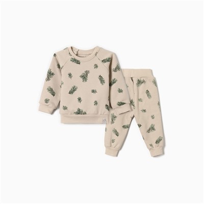 Костюм детский (свитшот и брюки) «Крошка Я. Еловые веточки», рост 62-68 см