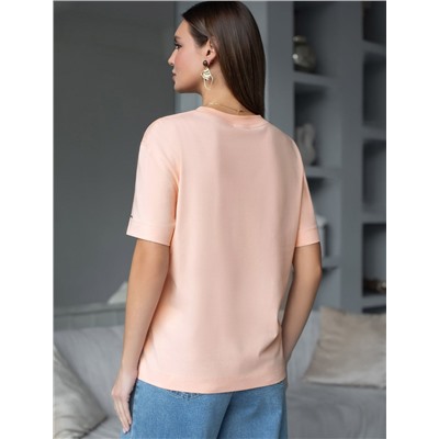 Свободная футболка с принтом из премиального хлопка с эластаном