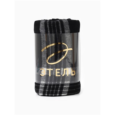 Плед с бахромой «Этель. Клетка», 120×160 см, чёрный