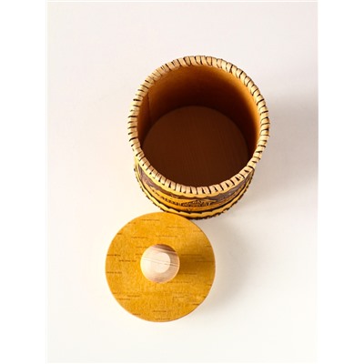 Туес шитый «Домики», банка для хранения, береста