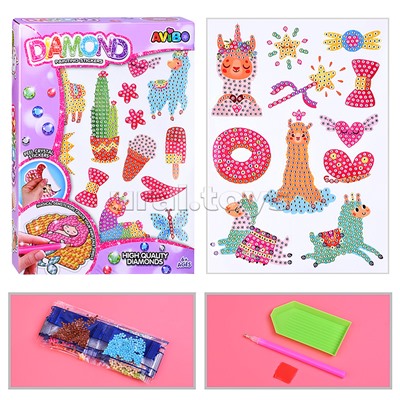 Мозаика алмазная "В мире альпак" в коробке