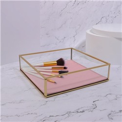 Органайзер для хранения «PINK RIPPLES», стеклянный, 20×20×5 см, цвет медный, розовый