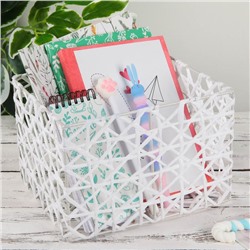 Корзина плетёная Доляна «Паутинка», 21×18×14 см, цвет белый