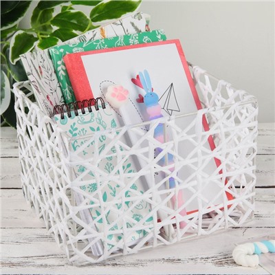 Корзина плетёная Доляна «Паутинка», 21×18×14 см, цвет белый