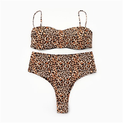 Купальник раздельный с завышенной талией женский MINAKU, принт леопард, размер 44