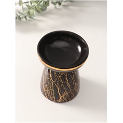 Аромалампа для эфирных масел «Золотой кракелюр на чёрном», керамика, 9.3×9.3×11.8 см