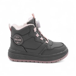 Кроссовки зимние на меху А7187-15 серо розовые п/п